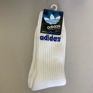 Vintage adidas all purpose Crew socks white with blue lettering Men’s 10-13